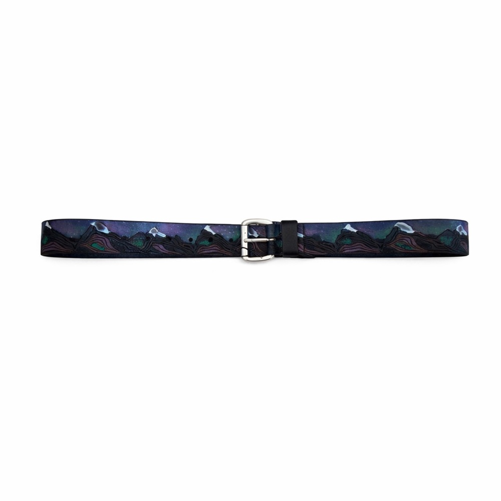 Levi’s Made & Crafted Mountain Embossed Leather Belt Black 95 NWT Premium